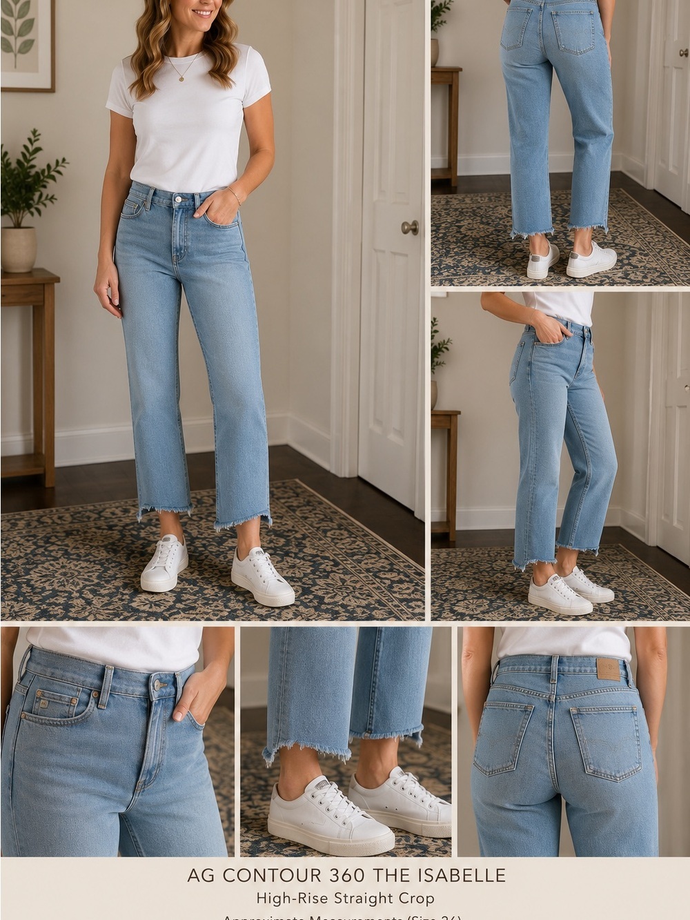 AG The Isabelle Contour 360 High Rise Crop Jeans Raw Step Hem Sz 26